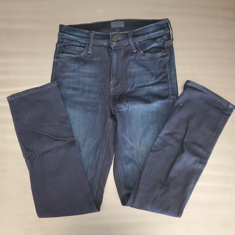 Mother Mid Rise Dazzler Ankle Denim Jeans Straight Leg Wash Now or Never 25
